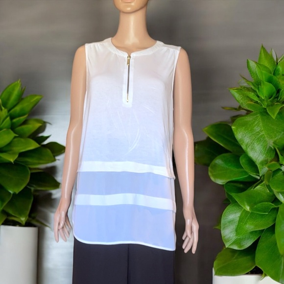 MICHAEL Michael Kors White Sleeveless Top with Zipper - Picture 5 of 16